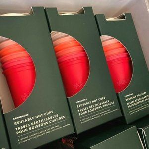1 x Starbucks Winter Holiday Christmas Reusable Hot Cups 6 Pack with Lids Gift